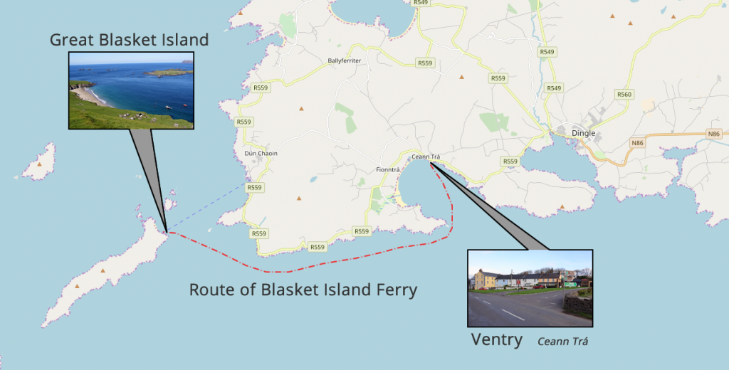 Great Blasket Island Map Departure Location Of Great Blasket Island Boat Trips And Ferry